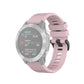 Rose pink 22mm textured watch strap with plastic quick-release buckle, front view