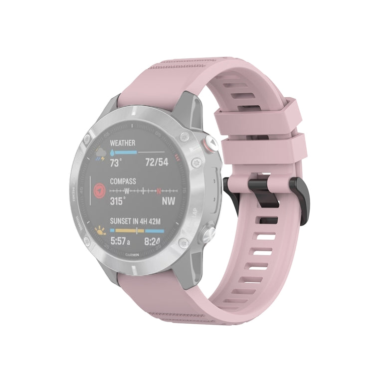 Rose pink 22mm textured watch strap with plastic quick-release buckle, front view