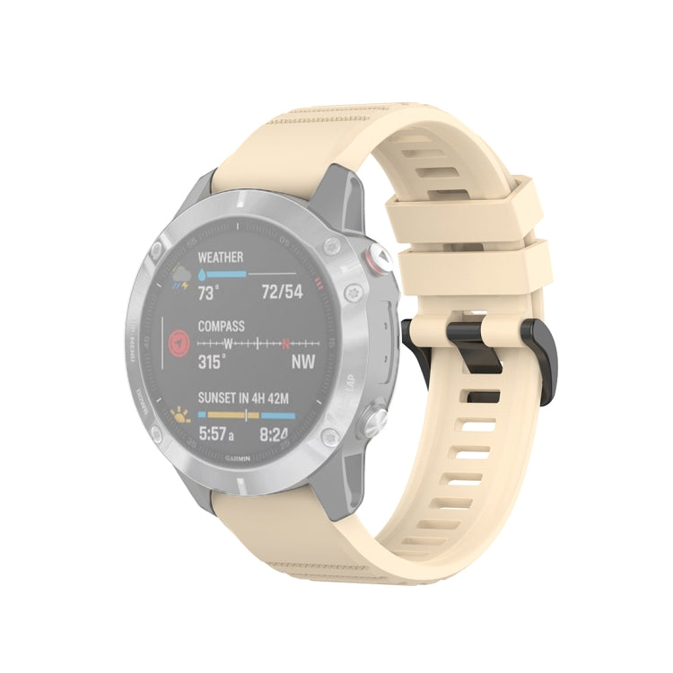 Texture silicone smartwatch wrist strap with quick-release clasp, beige, plastic button