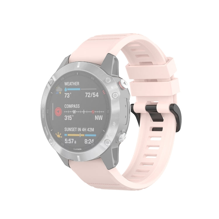 Texture silicone smartwatch wrist strap with quick-release clasp, light pink, plastic button