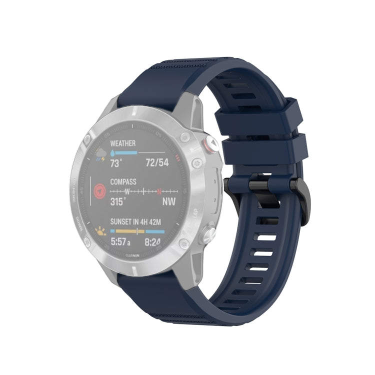Texture silicone smartwatch wrist strap with quick-release clasp, dark blue, plastic button