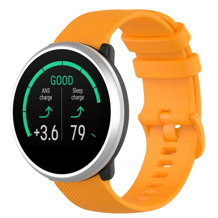 Silicone wrist strap watchband, 20mm, amber yellow with plaid texture