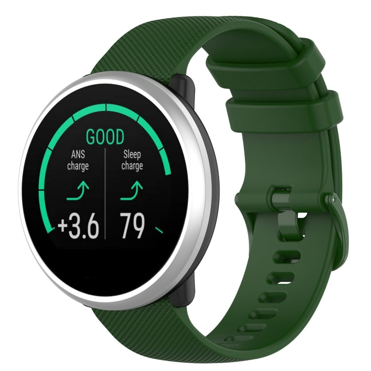 Silicone wrist strap watchband, 20mm, army green with plaid texture