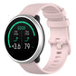 20mm rose pink silicone watch strap with small plaid texture, buckle and strap holes