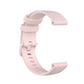 Rose pink silicone watch strap with small plaid texture, curved band with hole rows