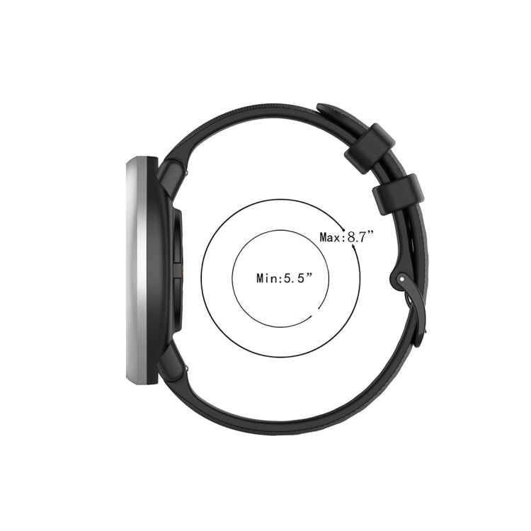 Silicone watch strap sizing guide showing minimum and maximum wrist fit