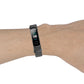 Black metal three-bead watch strap with fitness tracker display