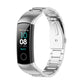 Silver metal three-bead watch strap with fitness tracker display