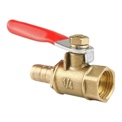 Brass pneumatic ball valve hose connector with red lever, threaded body and 1/4 inlet