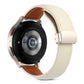 Genuine leather watch band with fold buckle, off-white strap with brown inner lining