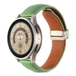 Genuine leather watch band with fold buckle, green leather strap with brown stitching