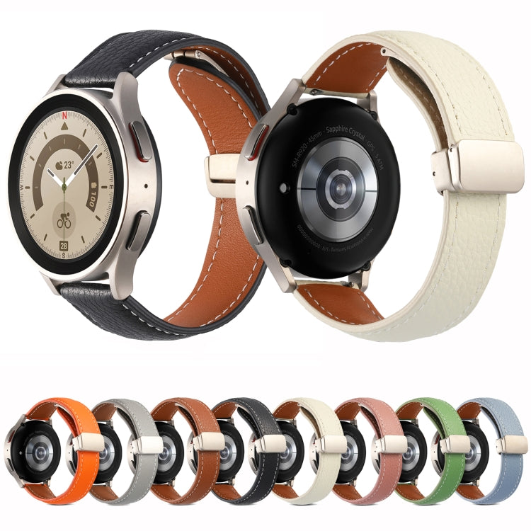 Set of genuine leather watch bands with fold buckle, multiple strap colors shown
