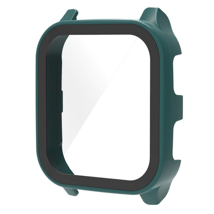 Pine green tempered glass watch case with black protective frame for smartwatch