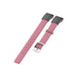 Pink leather watch strap pair with silver buckle and black connector pieces
