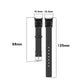Black measurement graphic showing leather watch strap length and fit range