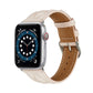 Light beige leather watch strap with wave texture and metal buckle, for Apple Watch