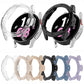Half-coverage PC watch protective case with scale, shown in clear, blue, black and pink