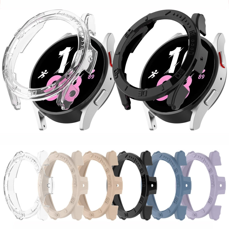 Half-coverage PC watch protective case with scale, shown in clear, blue, black and pink