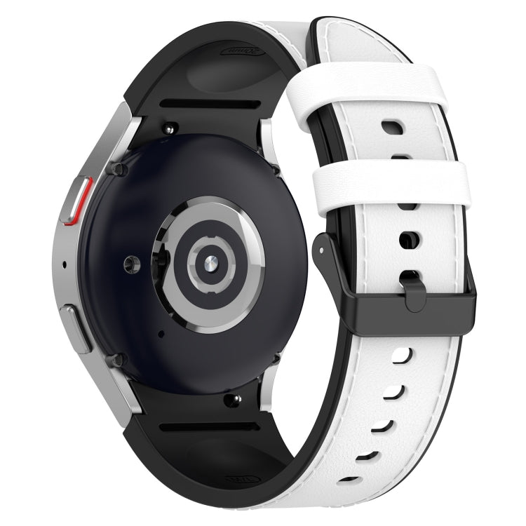 Silicone buckle watch band, white strap with pin-and-loop buckle on a smartwatch
