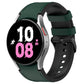 Silicone buckle watch band, olive green strap with pin-and-loop buckle on a smartwatch