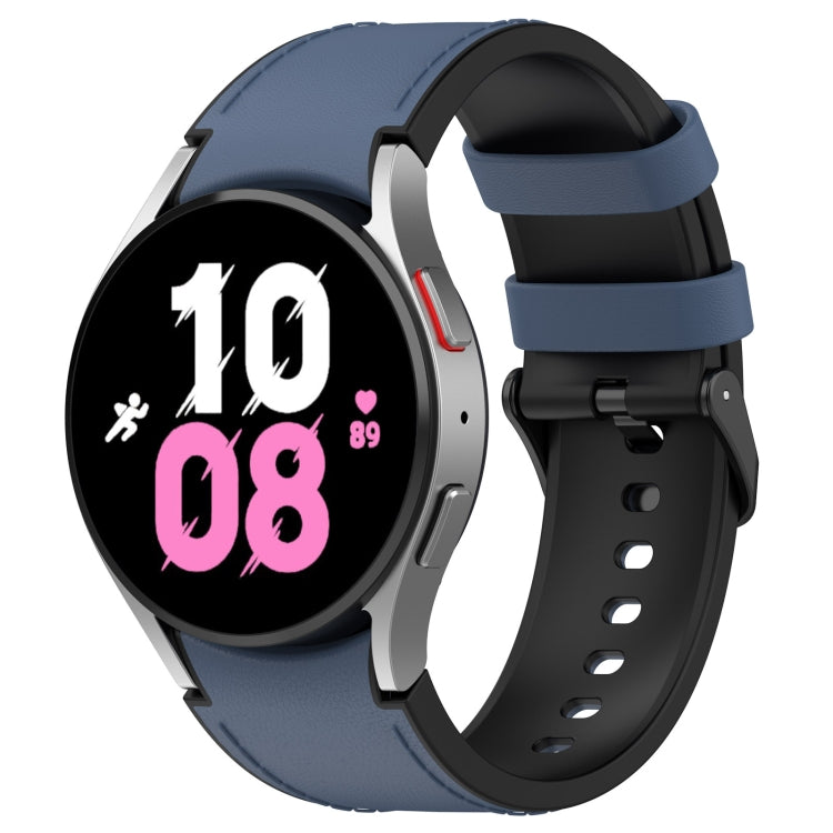 Silicone watch band with buckle, blue strap and black clasp for smartwatch