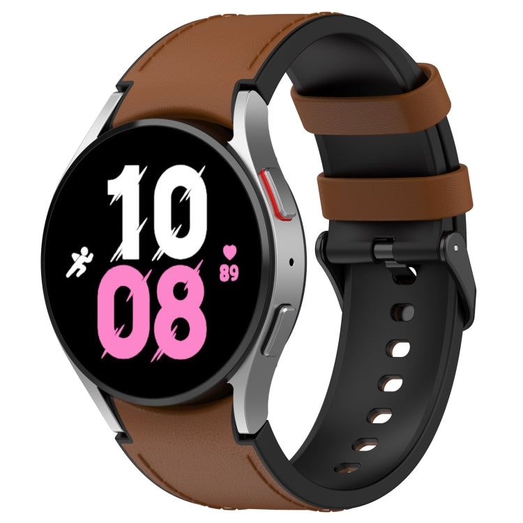 Silicone watch band with buckle, brown strap and black clasp for smartwatch