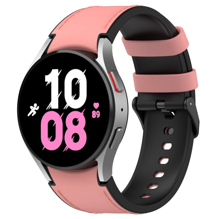 Silicone leather-look buckle watch band, pink with perforations and metal clasp