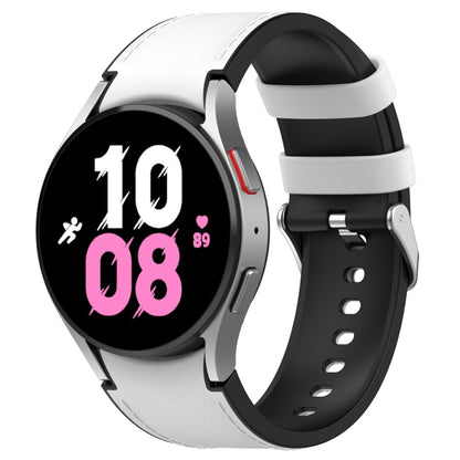 White silicone watch band with metal buckle and perforated strap holes.