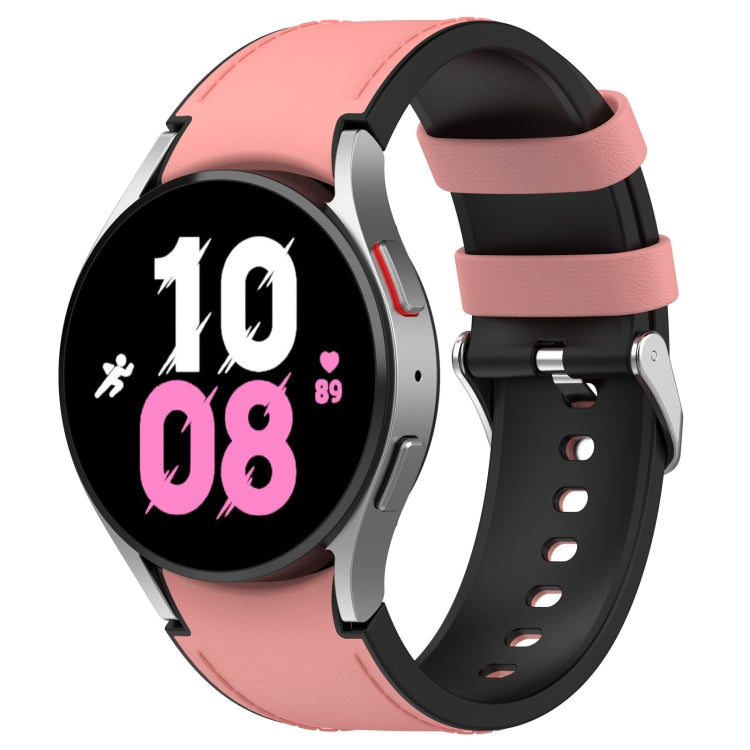 Pink silicone watch band with silver-tone metal buckle and strap holes.