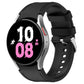 Black silicone watch band with metal buckle and perforated strap holes.