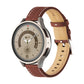 Coffee brown fluted leather watch band with stitched edge and perforated strap holes