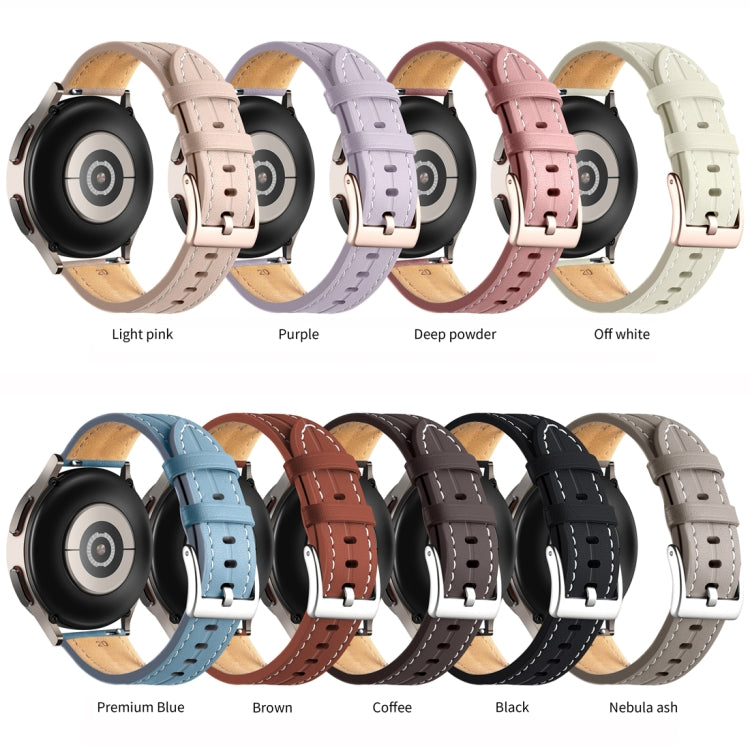 Fluted leather watch band assortment in blue, brown, purple, gray and more, with metal clasps