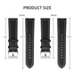 Watch band size diagram: 20mm and 22mm widths, 96mm–120mm lengths