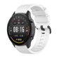 White silicone strap with quick release clasp and black round smartwatch display