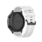 Black watch case with white silicone strap and quick release clasp, back view