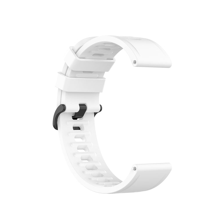 White silicone watch strap with quick release clasp, underside and buckle detail