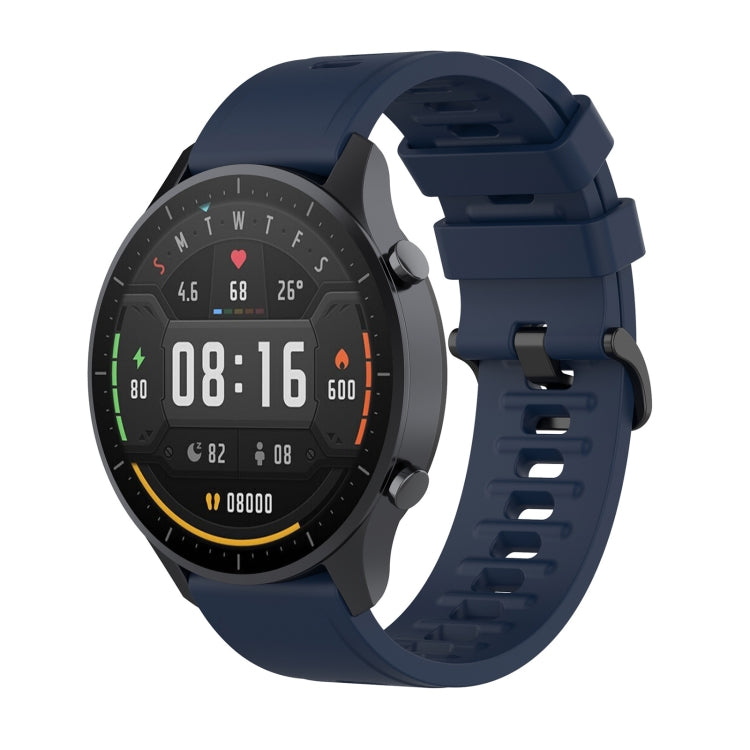 22mm silicone smartwatch wrist strap with quick-release clasp, midnight blue