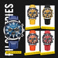 Ochstin men's quartz watch shown with multiple gradient strap color options