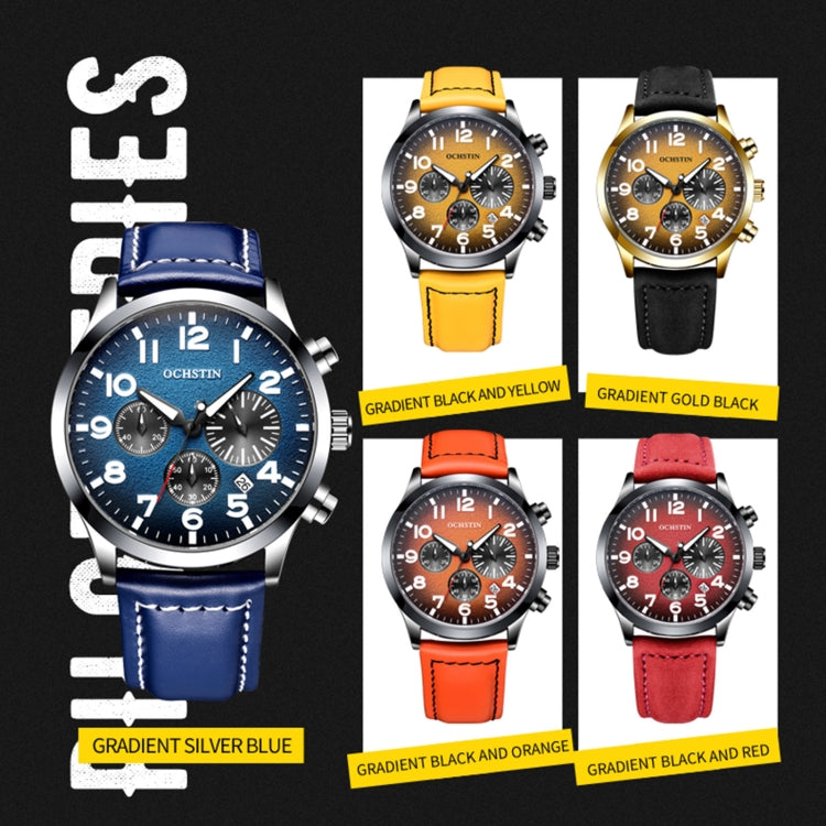 Ochstin men's quartz watch shown with multiple gradient strap color options