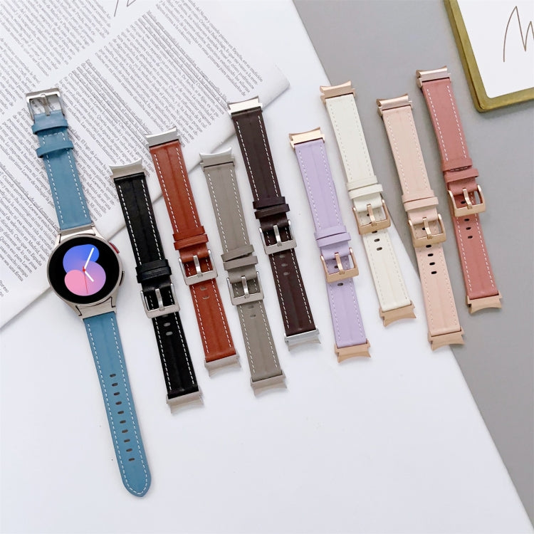 Grooved genuine leather watch bands set with metal buckles, multiple colors
