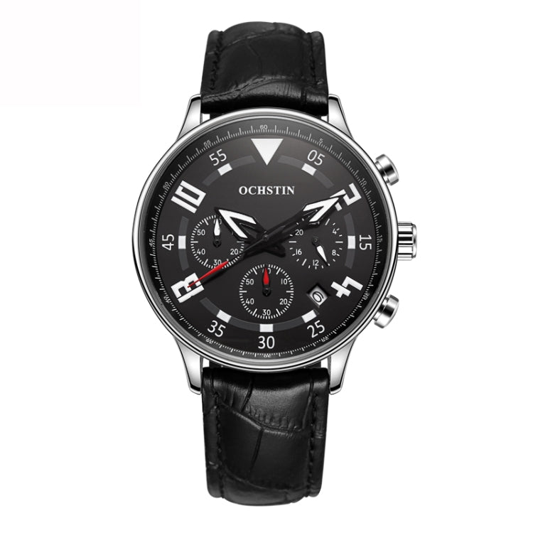 Multifunctional Quartz Men Leather Watch, Ochstin 6050B