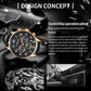 Multifunctional Quartz Men Leather Watch, Ochstin 6050E