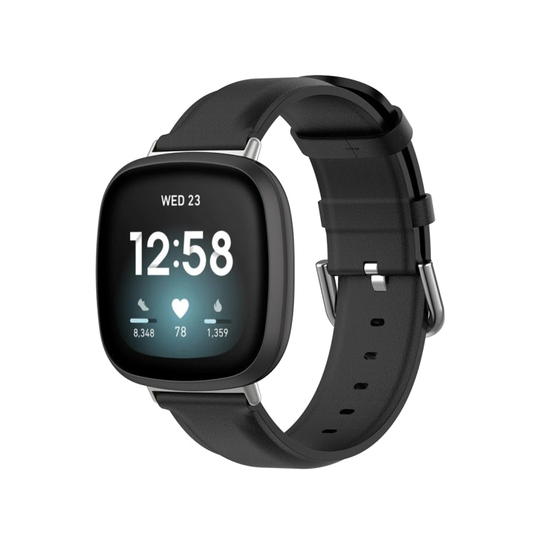 Genuine Leather Watch Band, For Fitbit Versa 3 / Sense