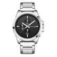 Men's OCHSTIN quartz watch, silver steel band, black three-dial face