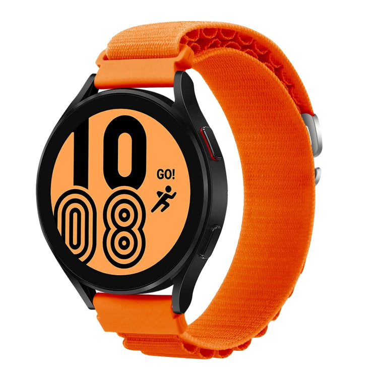 Orange nylon watch band with black clasp and adjustable woven strap