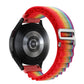Rainbow nylon watch band with metal clasp and smartwatch back view