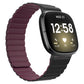 Wine red silicone magnetic watch band with ridged links for smartwatch.