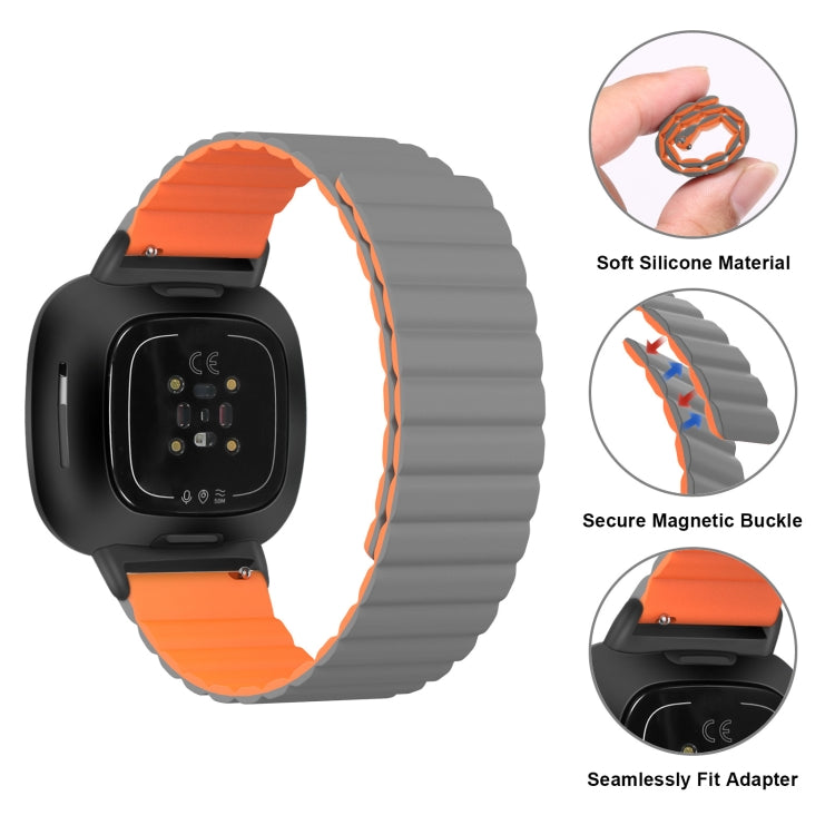 Orange magnetic silicone watch band with magnetic clasp and secure fit