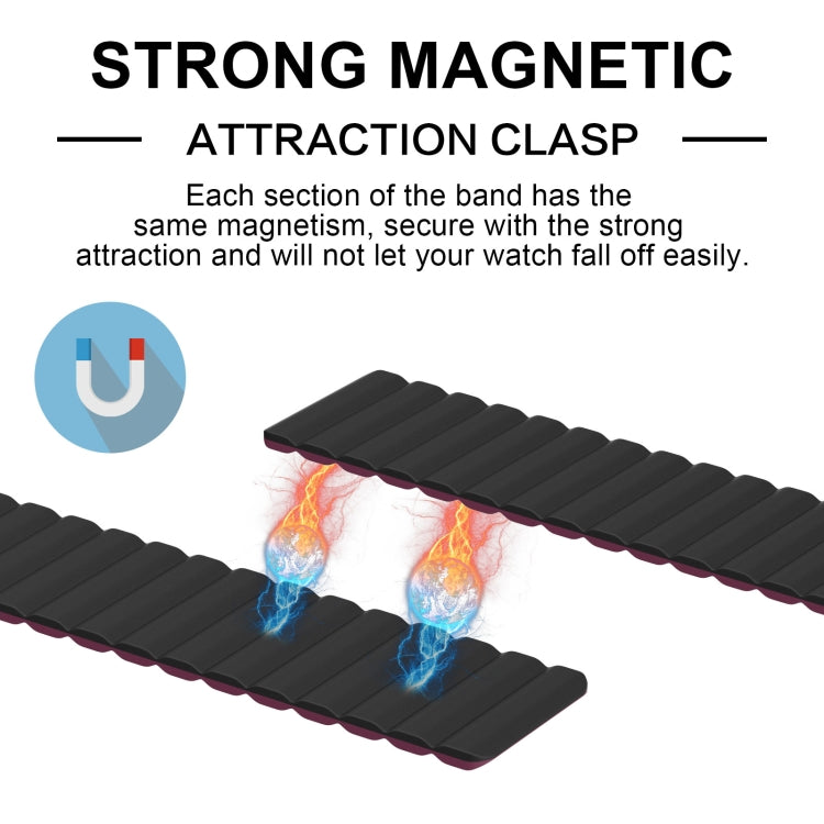 Black magnetic silicone watch band with strong attraction clasp design