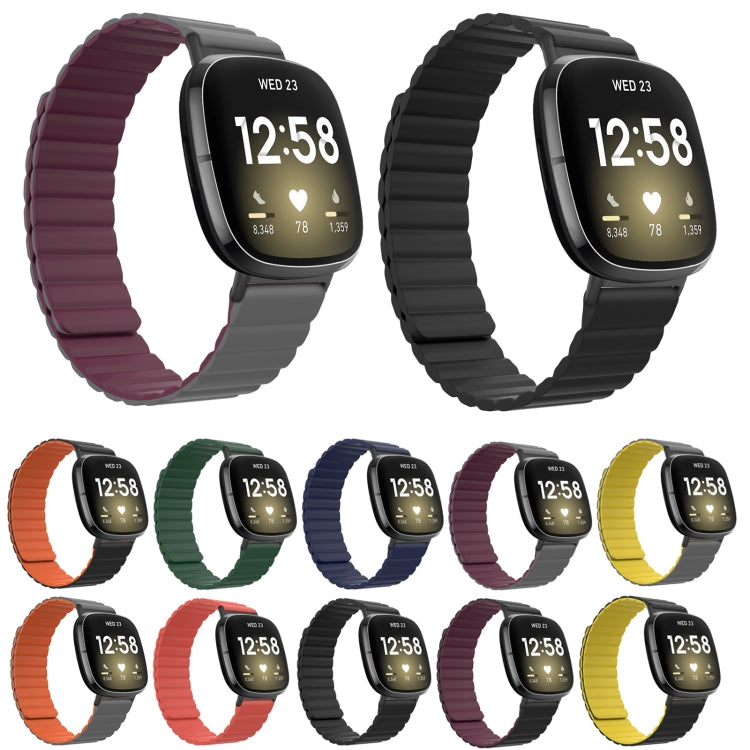 Assorted color magnetic silicone watch bands with ribbed strap for smartwatches